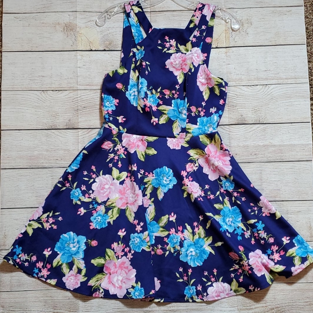 Floral Double-Strap Fit & Flare Dress